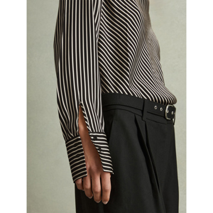 REISS ADDISON Striped Cowl Neck Top